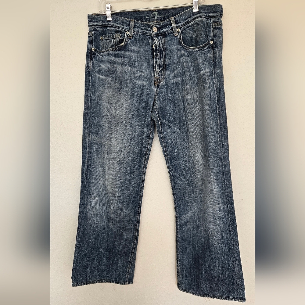 7 For All Mankind Classic Blue Denim Jeans. Relaxed, Wide Leg